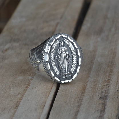 Virgin Mary Biker Ring (Silver)
