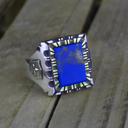 Gemstone Mexican Biker Ring (Lapis lazuli)