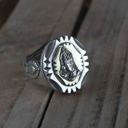 Praying Hands Biker Ring