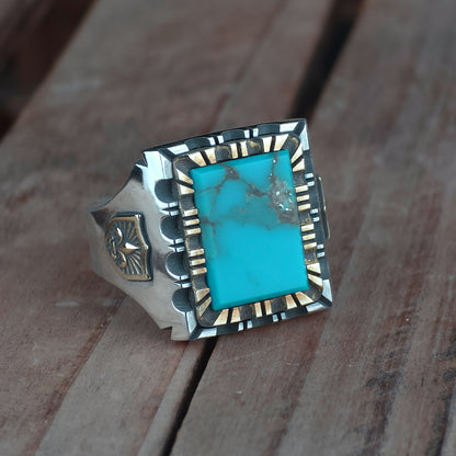 Gemstone Mexican Biker Ring (Turquoise)