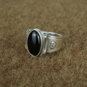 Onyx Flower Ring
