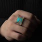 Gemstone Mexican Biker Ring (Turquoise)