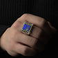 Gemstone Mexican Biker Ring (Lapis lazuli)
