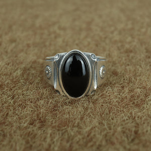 Onyx Flower Ring