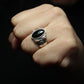 Onyx Flower Ring